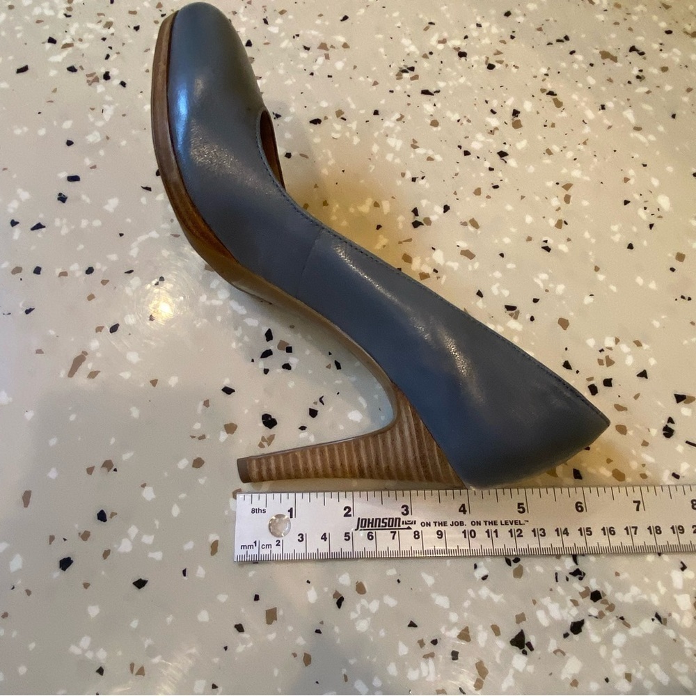 Franco Sarto Darren style leather heels blue/grey tan brown almond toe size 7.5 - Picture 12 of 16
